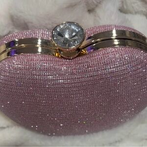 Elegant Pink Clutch with Crystal Accent